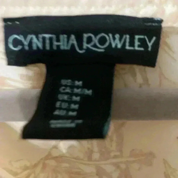 Cynthia Rowley Size M Floral Neutral Tan Beige Long Sleeve Button Up Blouse - Picture 2 of 4